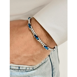 Gümüş ve Lacivert Çelik Erkek Bileklik FRJ10143A-L 2 Yıl Garantili Hediye Paketli