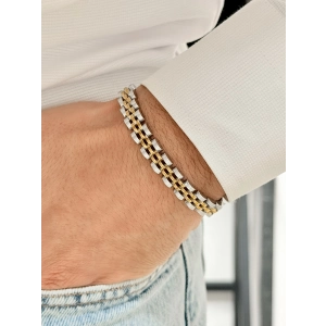 Gümüş ve Sarı Çelik Erkek Bileklik FRJ10127A-D 2 Yıl Garantili Hediye Paketli