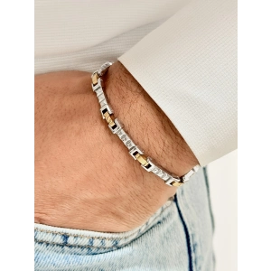 Gümüş ve Sarı Çelik Erkek Bileklik FRJ10143A-D 2 Yıl Garantili Hediye Paketli