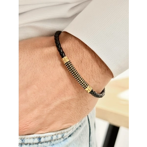 Gümüş ve Sarı Çelik ve Deri Erkek Bileklik FRJ10103B-D 2 Yıl Garantili Hediye Paketli