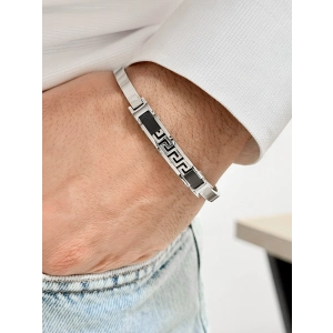 Gümüş ve Siyah Çelik Erkek Bileklik FRJ10095A-J 2 Yıl Garantili Hediye Paketli