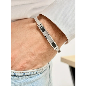 Gümüş ve Siyah Çelik Erkek Bileklik FRJ10096A-J 2 Yıl Garantili Hediye Paketli