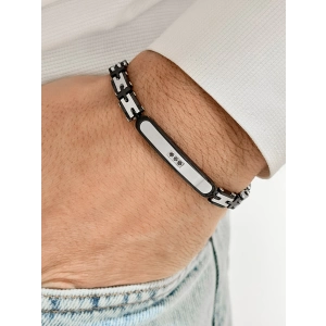 Gümüş ve Siyah Çelik Erkek Bileklik FRJ10111A-J 2 Yıl Garantili Hediye Paketli