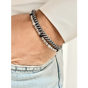 Gümüş ve Siyah Çelik Erkek Bileklik FRJ10114A-J 2 Yıl Garantili Hediye Paketli