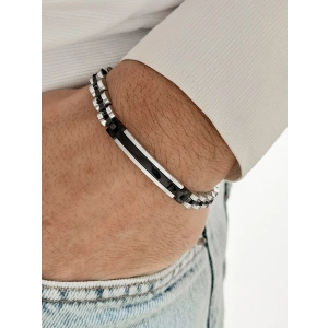 Gümüş ve Siyah Çelik Erkek Bileklik FRJ10122A-J 2 Yıl Garantili Hediye Paketli