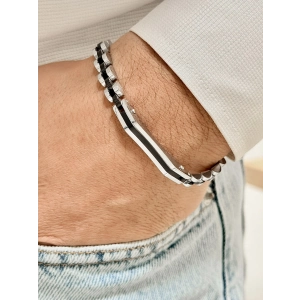 Gümüş ve Siyah Çelik Erkek Bileklik FRJ10126A-J 2 Yıl Garantili Hediye Paketli