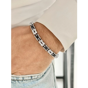 Gümüş ve Siyah Çelik Erkek Bileklik FRJ10131A-J 2 Yıl Garantili Hediye Paketli