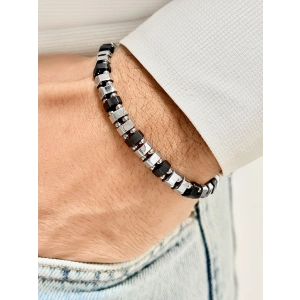 Gümüş ve Siyah Çelik Erkek Bileklik FRJ10133A-J 2 Yıl Garantili Hediye Paketli