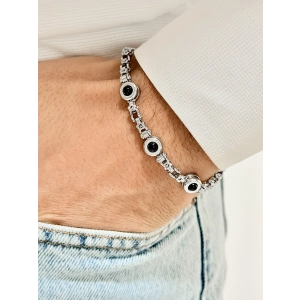 Gümüş ve Siyah Çelik Erkek Bileklik FRJ10137A-J 2 Yıl Garantili Hediye Paketli