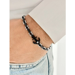 Gümüş ve Siyah Çelik Erkek Bileklik FRJ10145A-J 2 Yıl Garantili Hediye Paketli