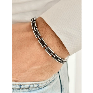 Gümüş ve Siyah Çelik Erkek Bileklik FRJ10148A-J 2 Yıl Garantili Hediye Paketli