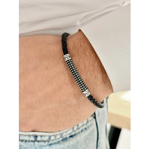 Gümüş ve Siyah Çelik Erkek Bileklik FRJ10149B-A 2 Yıl Garantili Hediye Paketli
