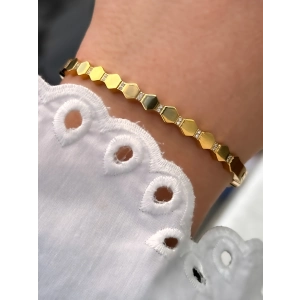 Sarı Çelik Kelepçe Kordon Kristal Taşlı Kadın Bileklik FRJW10017A-B 2 Yıl Garantili Hediye Paketli