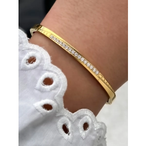 Sarı Çelik Kelepçe Kordon Kristal Taşlı Kadın Bileklik FRJW10020A-B 2 Yıl Garantili Hediye Paketli