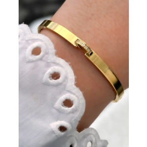 Sarı Çelik Kelepçe Kordon Kristal Taşlı Kadın Bileklik FRJW10024A-B 2 Yıl Garantili Hediye Paketli