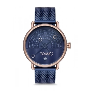 Toms Lacivert Hasır Kordon Erkek Kol Saati T1995C-1043-T 3ATM Su Geçirmez 2 Yıl Garantili