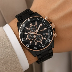 Toms Black Steel Strap Mens Wristwatch TM1542A-908-R