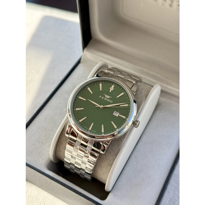 Ferro Gümüş Çelik Kordon Erkek Kol Saati F11479AWT-A6 3 ATM SuGeçirmez 2 Yıl Garantili HediyePaketli