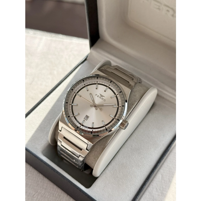Ferro Gümüş Çelik Kordon Erkek Kol Saati F11592AWT-A 3ATM Su Geçirmez 2 Yıl Garantili HediyePaketli