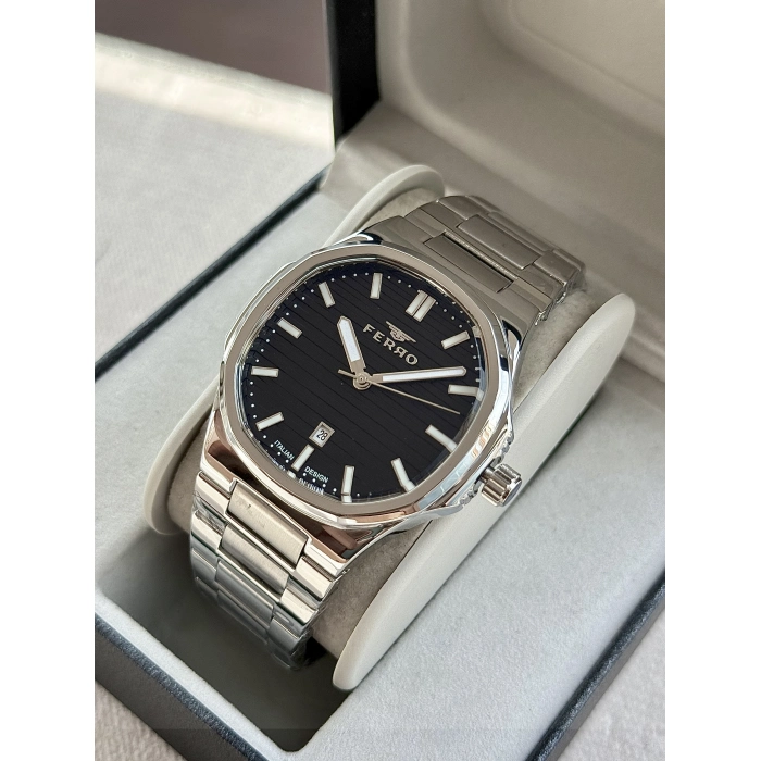 Ferro Gümüş Çelik Kordon Erkek Kol Saati F11648AWT-A2 Fonksiyonları Aktif 3 ATM Su Geçirmez