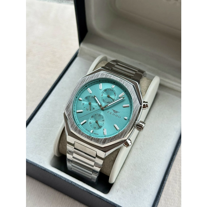 Ferro Gümüş Çelik Kordon Erkek Kol Saati FM11522AWT-A15 Fonksiyonları Aktif 3ATM Su Geçirmez