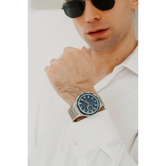 Ferro Gümüş Çelik Kordon Erkek Kol Saati FM11590AWT-L3 Fonksiyonları Aktif 3 ATM Su Geçirmez