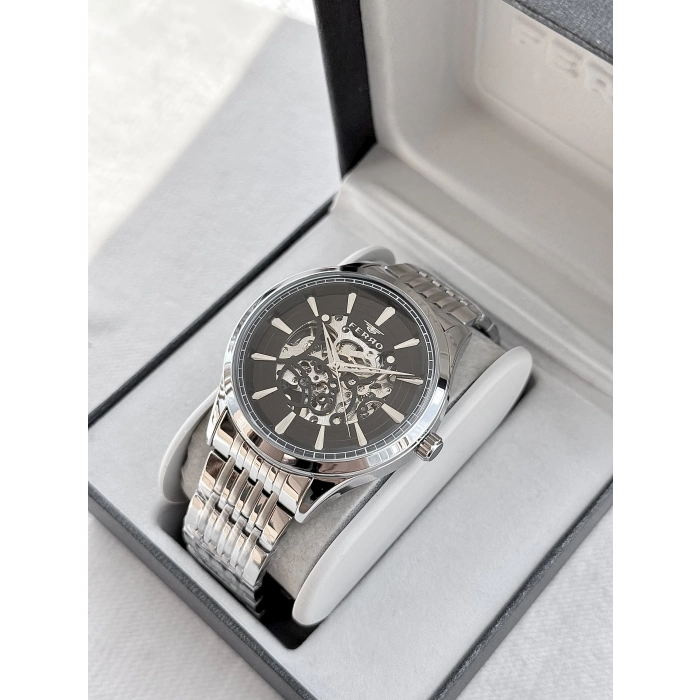 Ferro Gümüş Çelik Kordon Erkek Kol Saati FM31440A-A2 Otomatik Makine 3 ATM Su Geçirmez Hediye Paketli