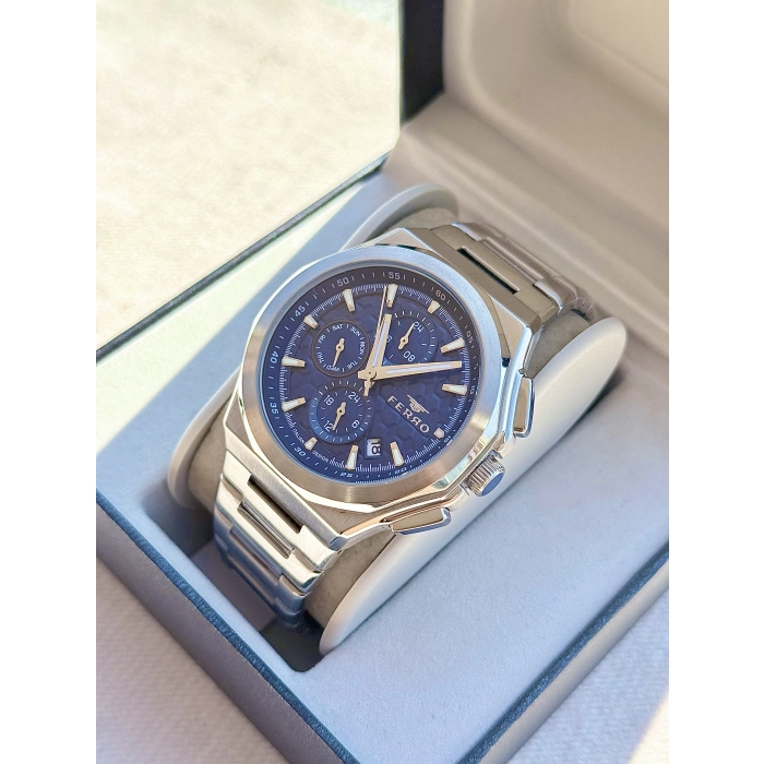 Ferro Gümüş Çelik Kordon Erkek Kol Saati FM43024A-A3 Tüm Fonksiyonlar Aktif 3ATM Su Geçirmez