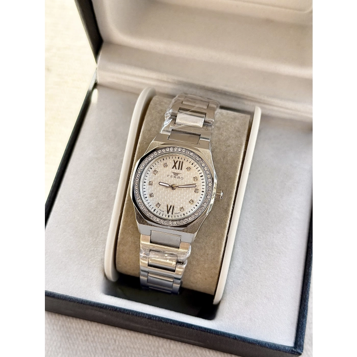 Ferro Gümüş Çelik Kordon Kadın Kol Saati FL21616AWT-A 3ATM Su Geçirmez 2 Yıl Garantili HediyePaketli