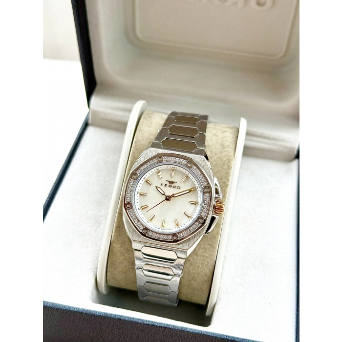 Ferro Gümüş Çelik Kordon Kadın Kol Saati FL43026A-A 3ATM Su Geçirmez 2 Yıl Garantili HediyePaketli