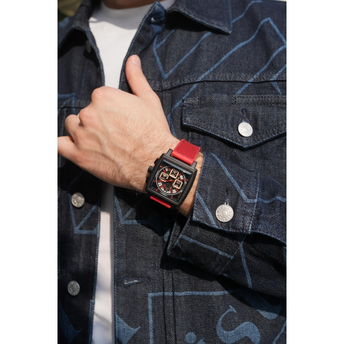 Ferro Kırmızı Silikon Kordon Erkek Kol Saati FM11553DWT-ZK Fonksiyonları Aktif 3 ATM Su Geçirmez