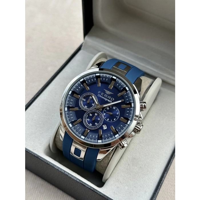 Ferro Lacivert Silikon Kordon Erkek Kol Saati FM11379DWT-L3 Fonksiyonları Aktif 3ATM Su Geçirmez