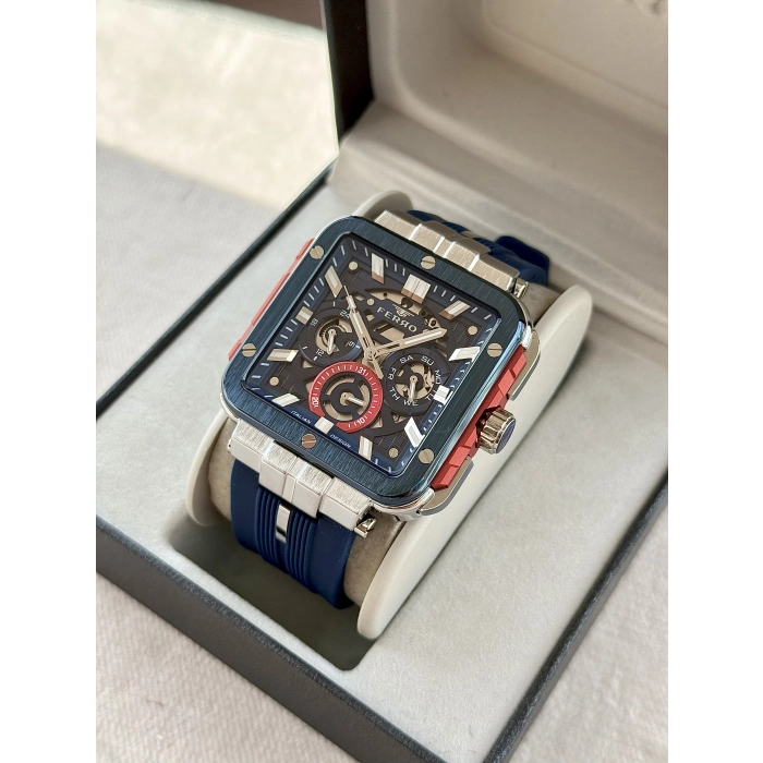 Ferro Lacivert Silikon Kordon Erkek Kol Saati FM11572DWT-L3 Fonksiyonları Aktif 3 ATM Su Geçirmez