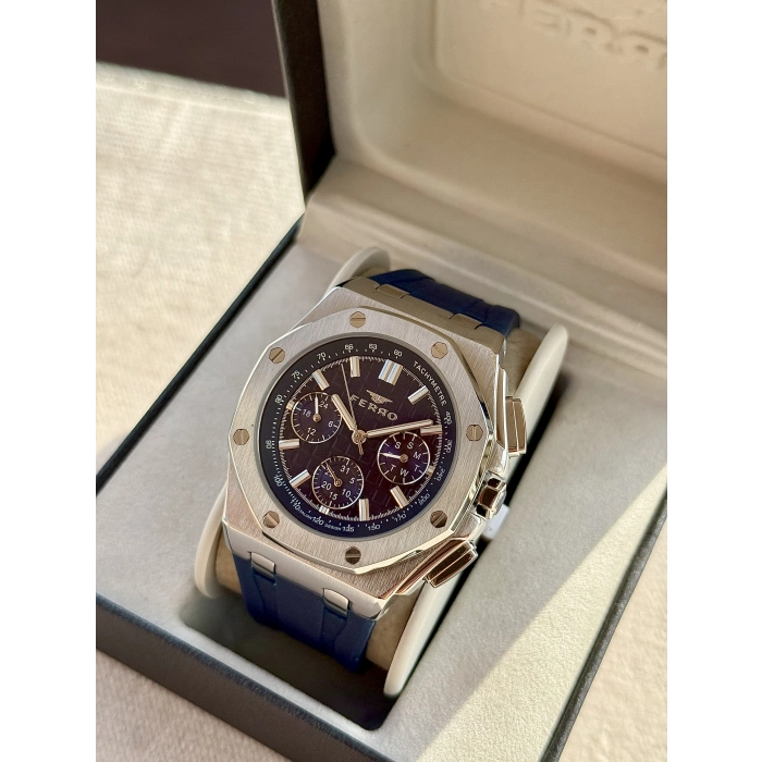 Ferro Lacivert Silikon Kordon Erkek Kol Saati FM43001D-L Tüm Fonksiyonlar Aktif 3 ATM Su Geçirmez