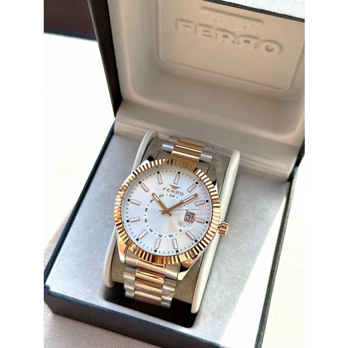Ferro Rose Çelik Kordon Erkek Kol Saati F11288A-E 3 ATM Su Geçirmez 2 Yıl Garantili Hediye Paketli