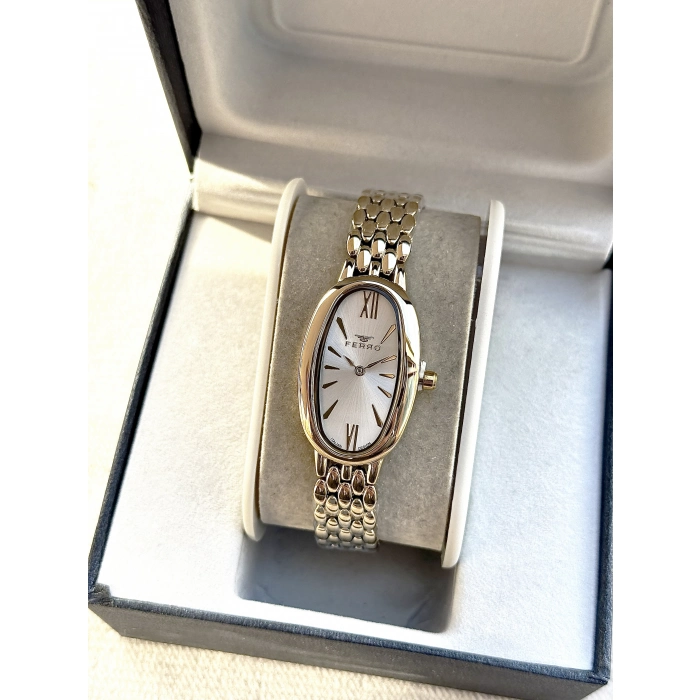 Ferro Sarı Çelik Kordon Kadın Kol Saati FL21510A-B 3ATM Su Geçirmez 2 Yıl Garantili HediyePaketli