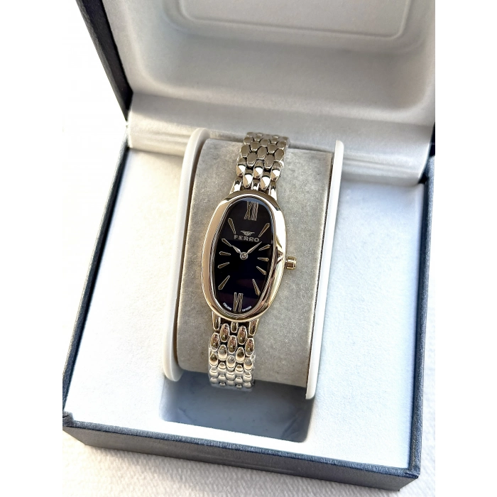 Ferro Sarı Çelik Kordon Kadın Kol Saati FL21510AWT-B2 3ATM Su Geçirmez 2 Yıl Garantili HediyePaketli