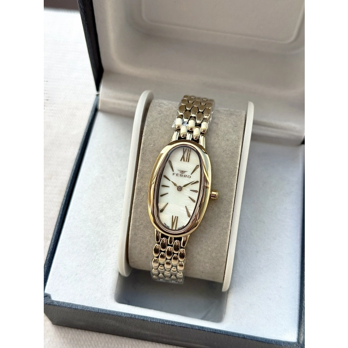 Ferro Sarı Çelik Kordon Kadın Kol Saati FL21510AWT-B4 3ATM Su Geçirmez 2 Yıl Garantili HediyePaketli