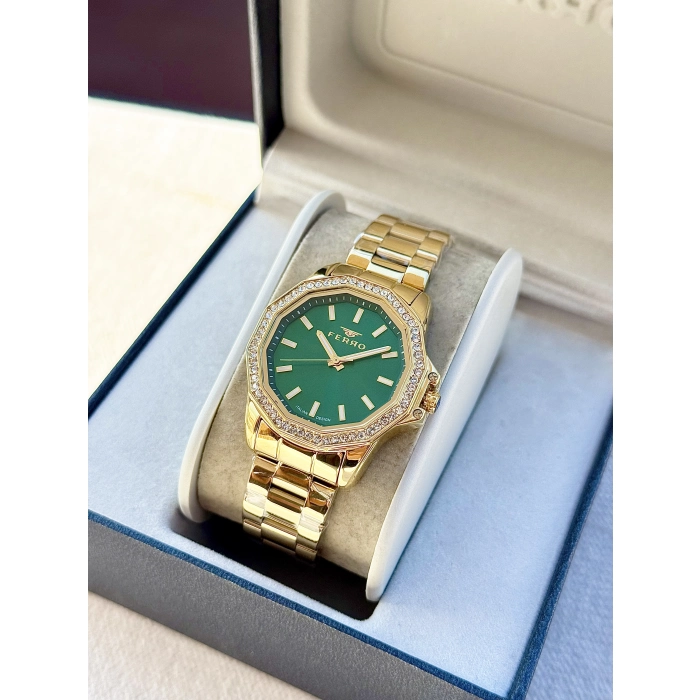 Ferro Sarı Çelik Kordon Kadın Kol Saati FL21540AWT-B6 3ATM Su Geçirmez 2 Yıl Garantili HediyePaketli