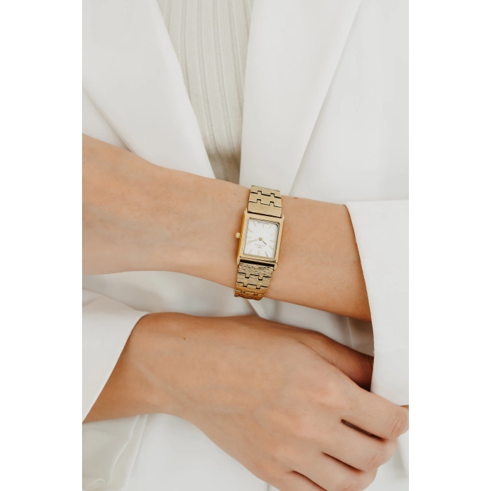 Ferro Sarı Çelik Kordon Kadın Kol Saati FL21599AWT-B 3ATM Su Geçirmez 2 Yıl Garantili HediyePaketli