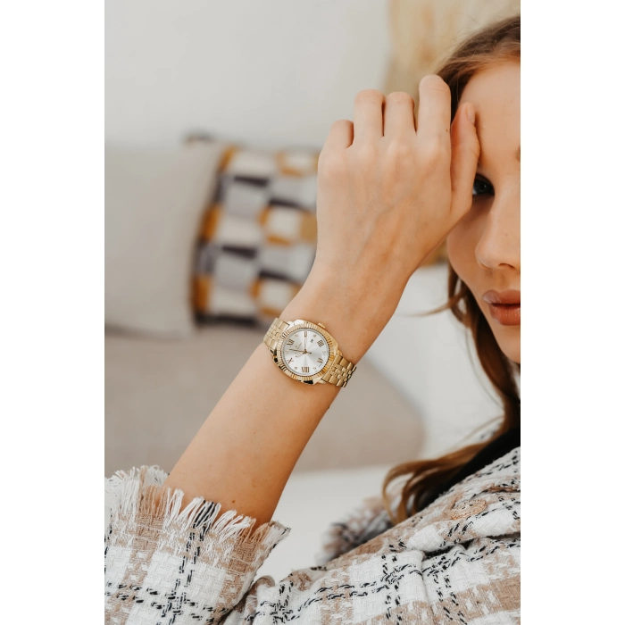 Ferro Sarı Çelik Kordon Kadın Kol Saati FL21625AWT-B 3ATM Su Geçirmez 2 Yıl Garantili HediyePaketli