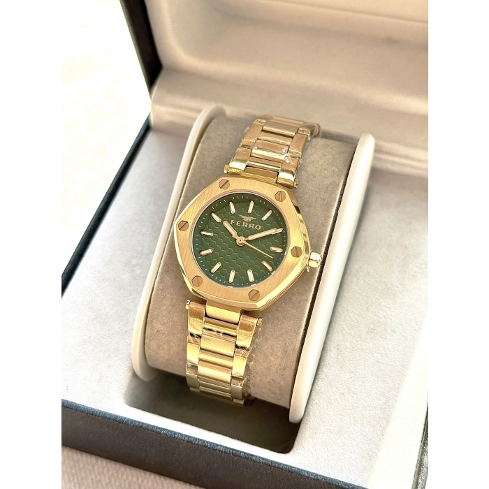 Ferro Sarı Çelik Kordon Kadın Kol Saati FL43006A-B6 3ATM Su Geçirmez 2 Yıl Garantili HediyePaketli
