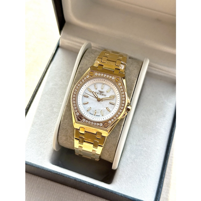 Ferro Sarı Çelik Kordon Kadın Kol Saati FL43007A-B 3ATM Su Geçirmez 2 Yıl Garantili HediyePaketli