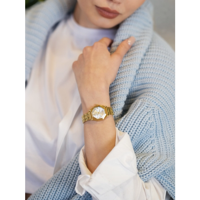 Ferro Sarı Çelik Kordon Kadın Kol Saati FL43019A-B 3ATM Su Geçirmez 2 Yıl Garantili HediyePaketli