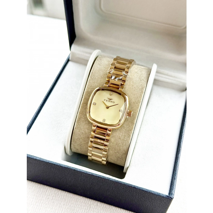 Ferro Sarı Çelik Kordon Kadın Kol Saati FL43028A-B4 3ATM Su Geçirmez 2 Yıl Garantili HediyePaketli