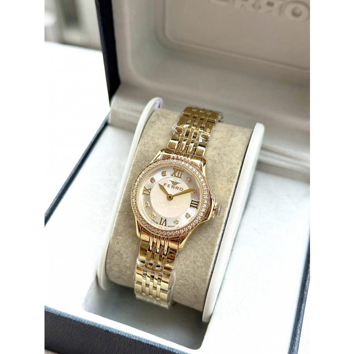 Ferro Sarı Çelik Kordon Kadın Kol Saati FL43030A-B 3ATM Su Geçirmez 2 Yıl Garantili HediyePaketli