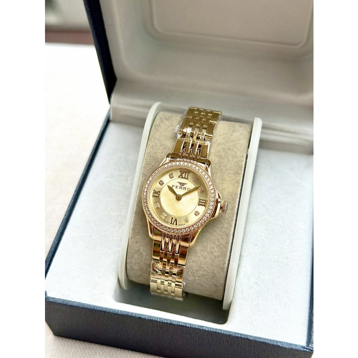 Ferro Sarı Çelik Kordon Kadın Kol Saati FL43030A-B4 3ATM Su Geçirmez 2 Yıl Garantili HediyePaketli