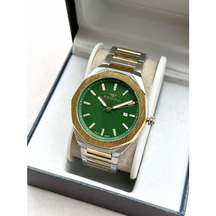 Ferro Sarı ve Gümüş Çelik Kordon Erkek Kol Saati F11535A-D6 3ATM Su Geçirmez 2 Yıl Garantili