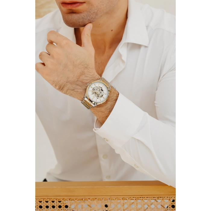 Ferro Sarı ve Gümüş Çelik Kordon Erkek Kol Saati FM31440A-D Otomatik Makine 3 ATM Su Geçirmez