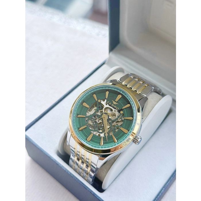 Ferro Sarı ve Gümüş Çelik Kordon Erkek Kol Saati FM31440A-D6 Otomatik Makine 3 ATM Su Geçirmez